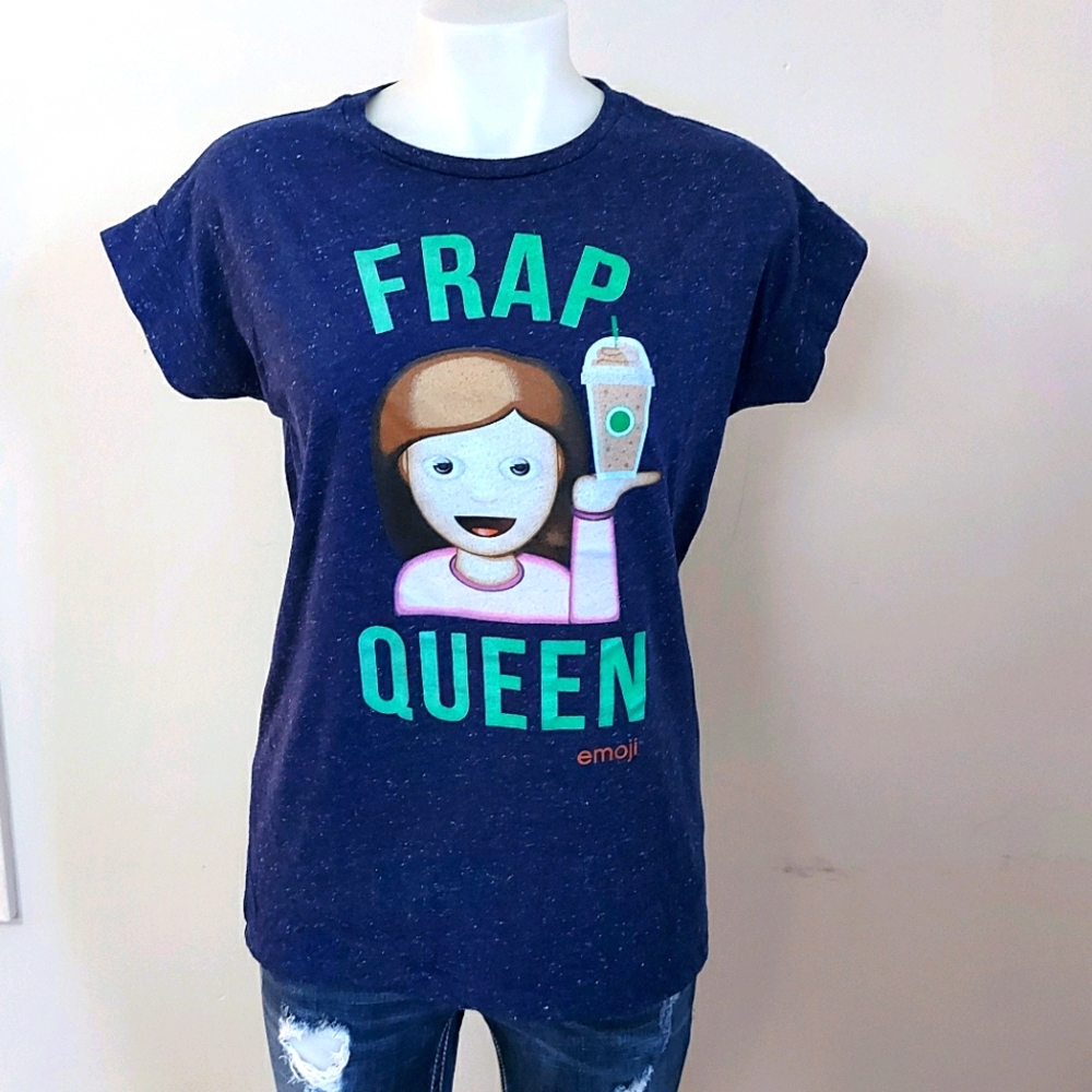 Super Cute Emoji Frap Queen T Shirt Blue & Green